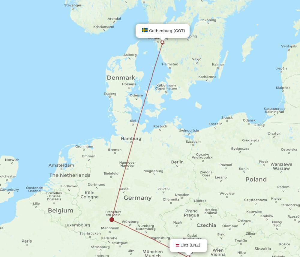 GOT to LNZ flights and routes map