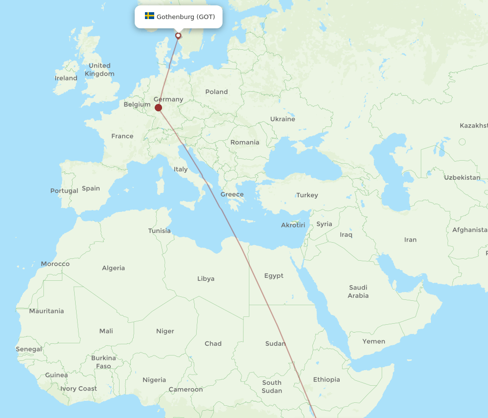 GOT to MBA flights and routes map