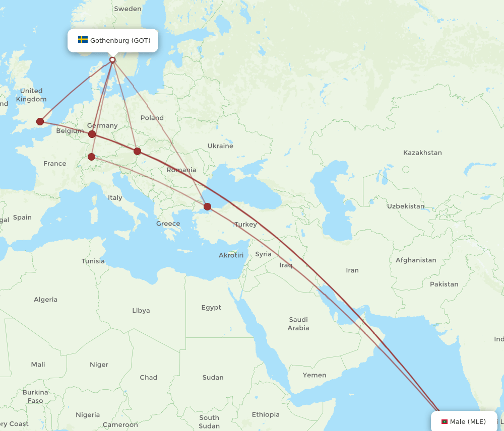 GOT-MLE flight routes