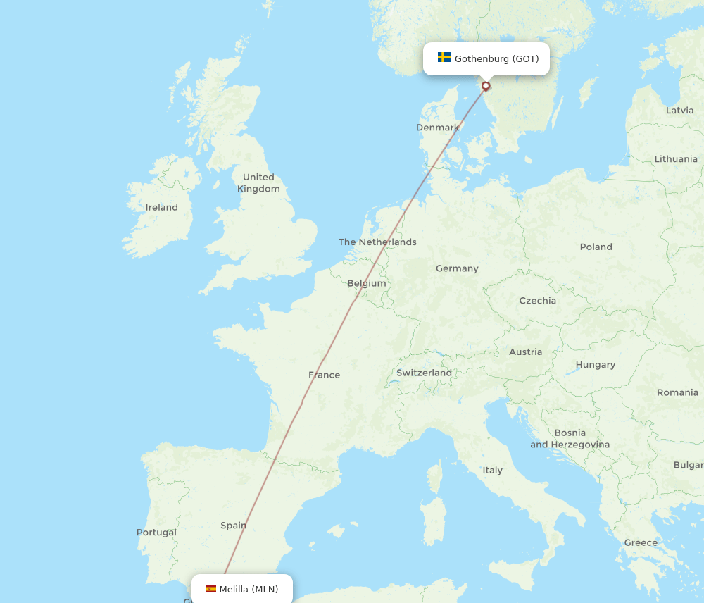 GOT-MLN flight routes