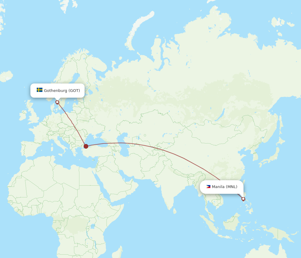 GOT to MNL flights and routes map