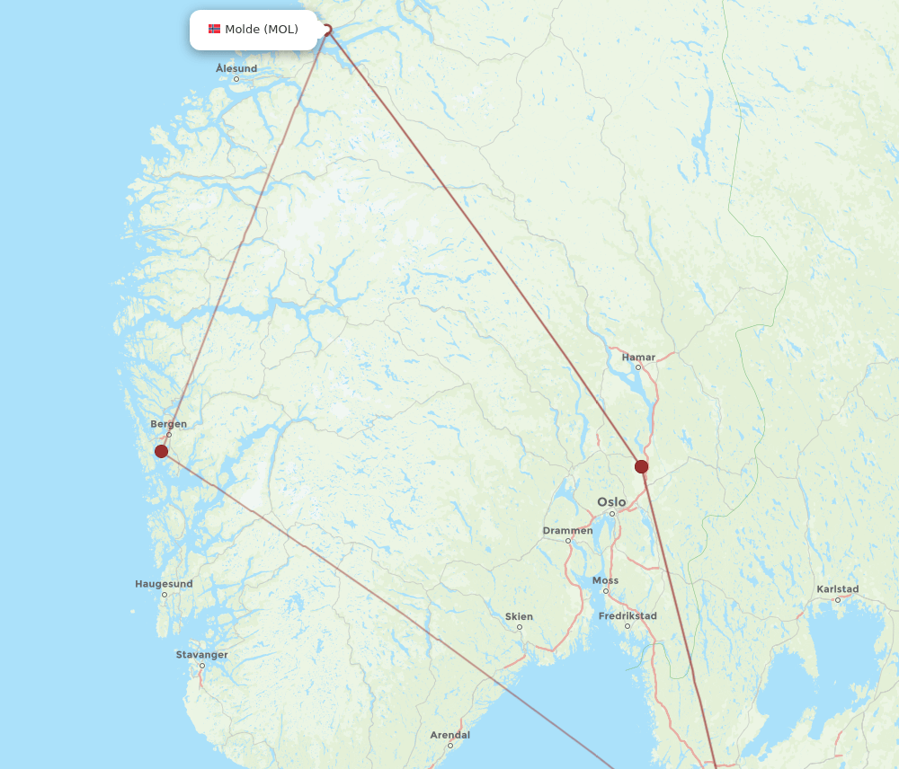 GOT to MOL flights and routes map