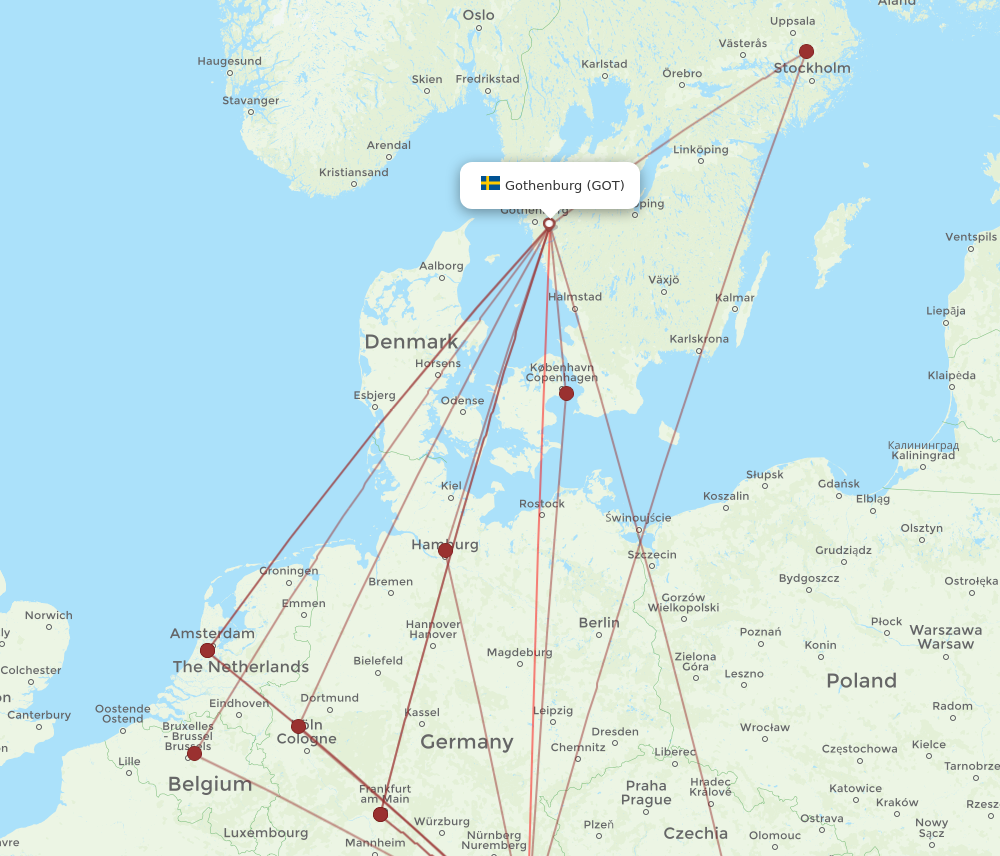 GOT to MUC flights and routes map