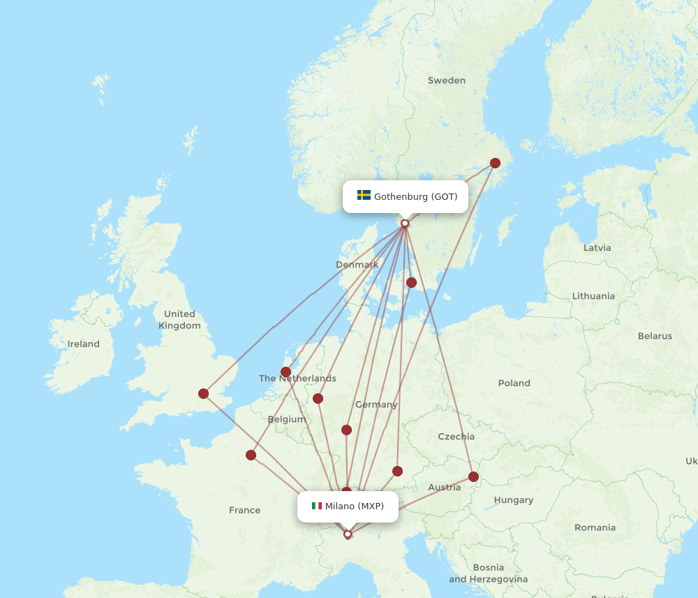 GOT-MXP flight routes