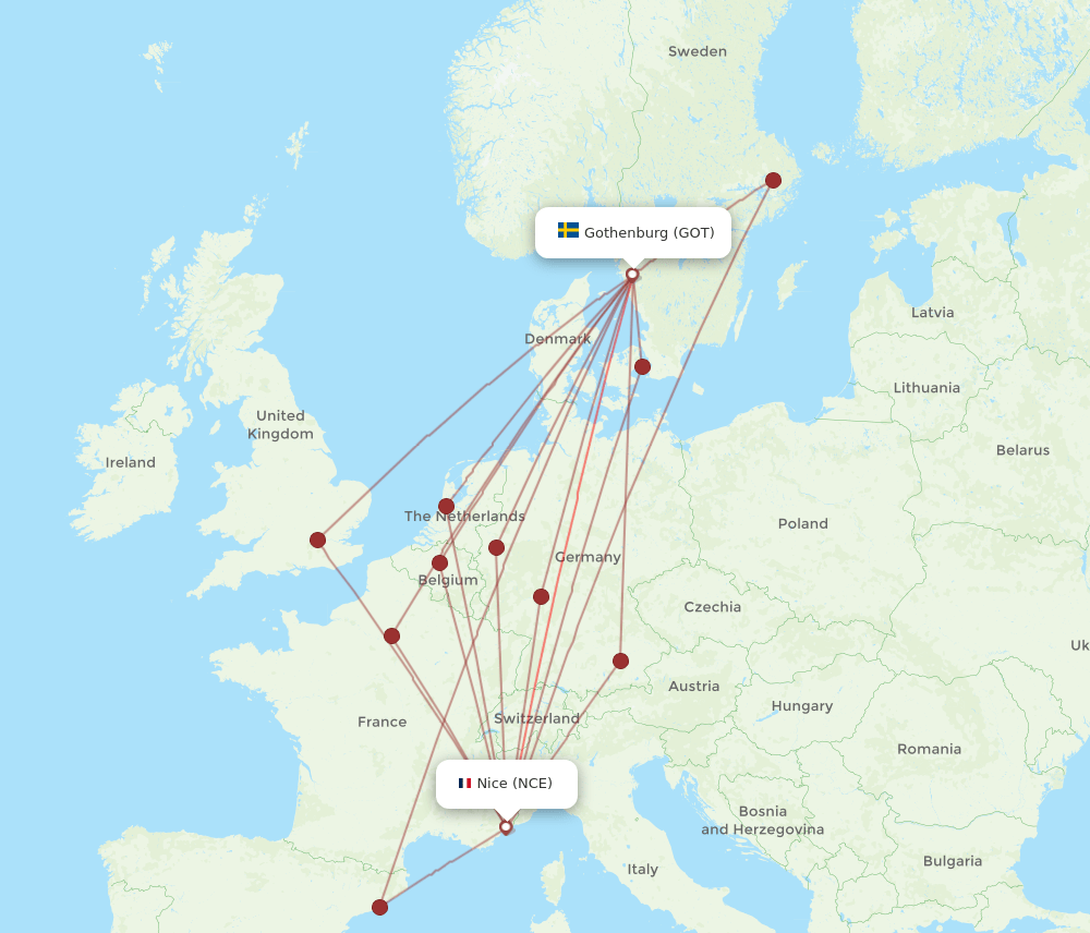 GOT-NCE flight routes