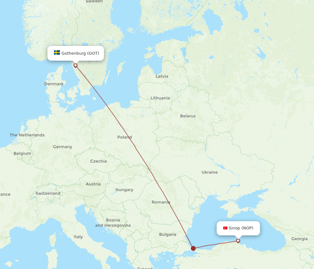 GOT to NOP flights and routes map
