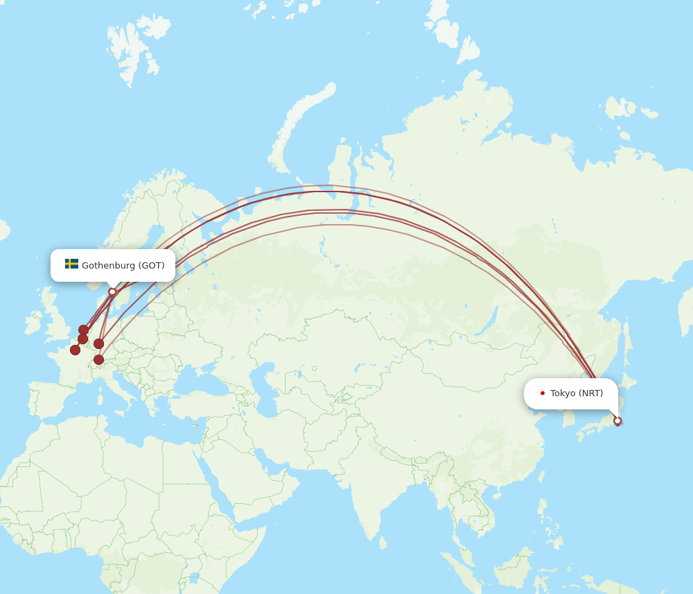 GOT-NRT flight routes