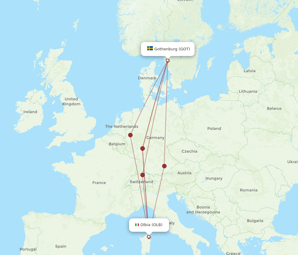 GOT-OLB flight routes