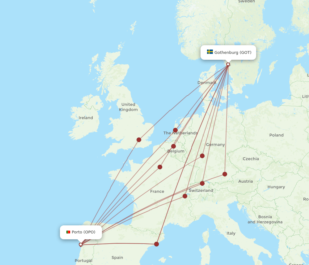 GOT-OPO flight routes