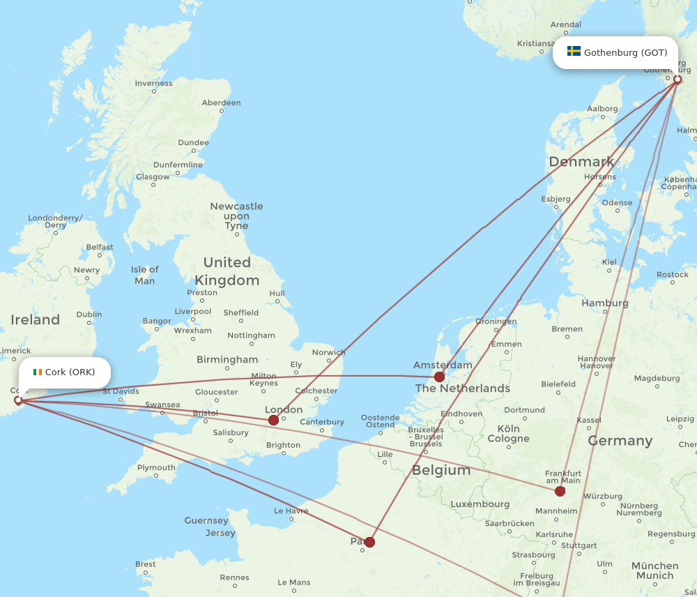GOT-ORK flight routes