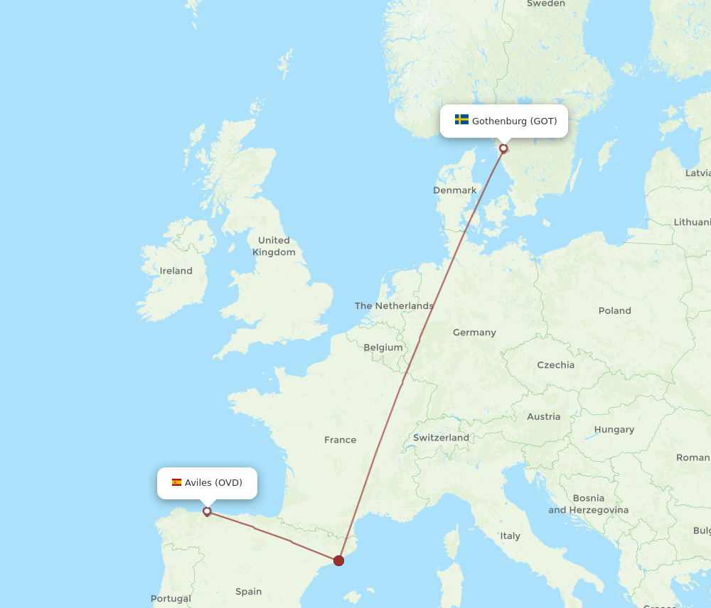 GOT to OVD flights and routes map