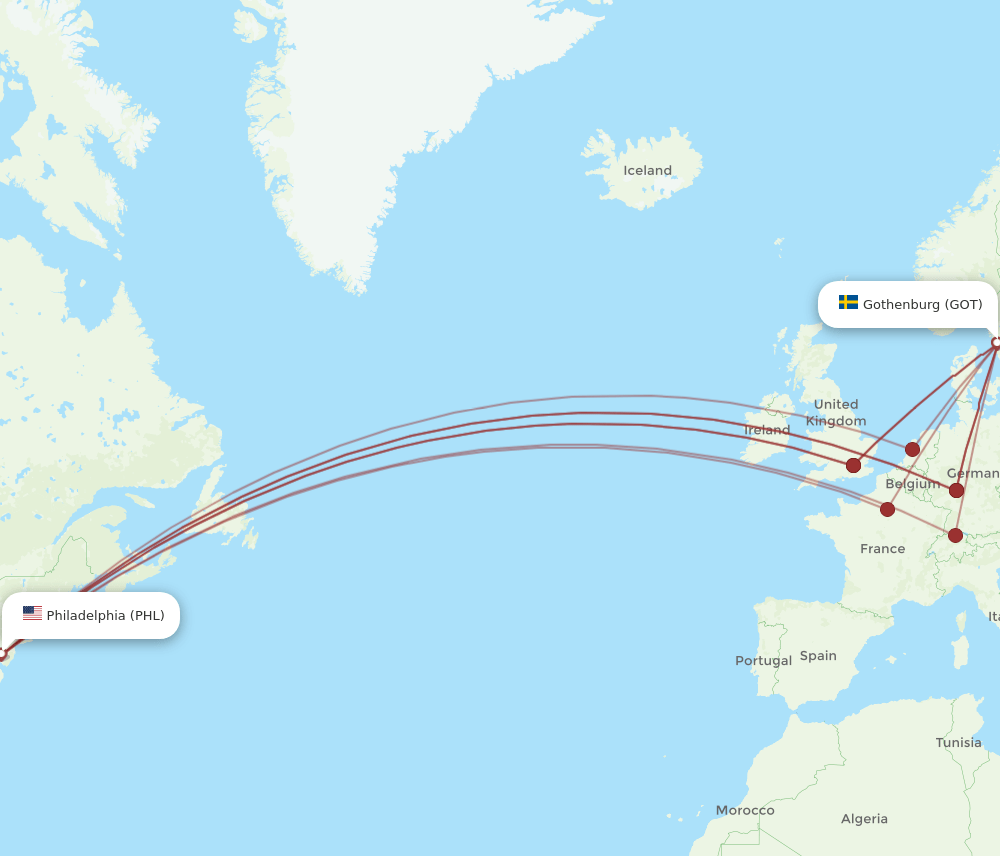 GOT-PHL flight routes