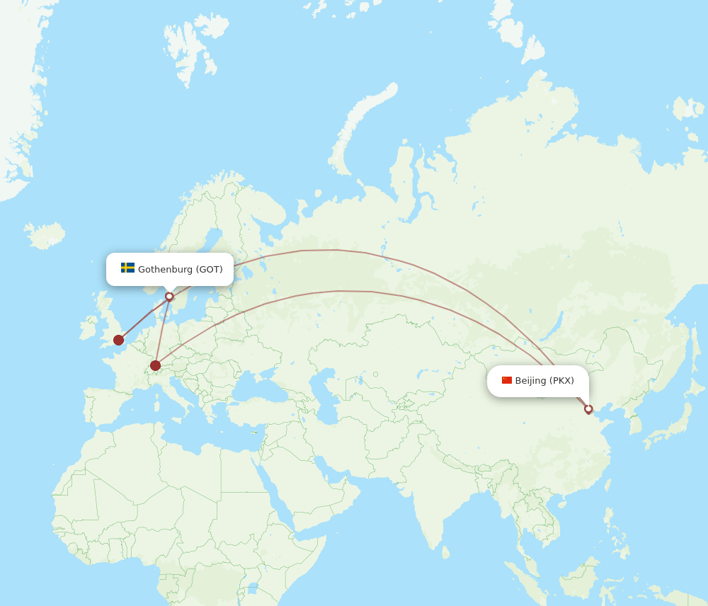 GOT-PKX flight routes