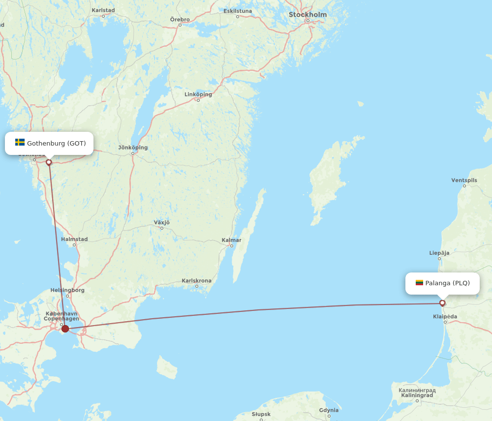GOT to PLQ flights and routes map