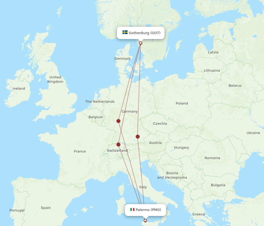GOT-PMO flight routes