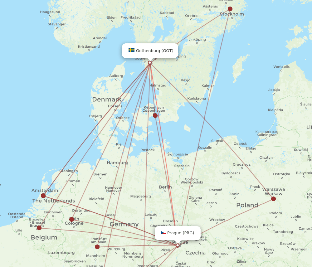 GOT-PRG flight routes