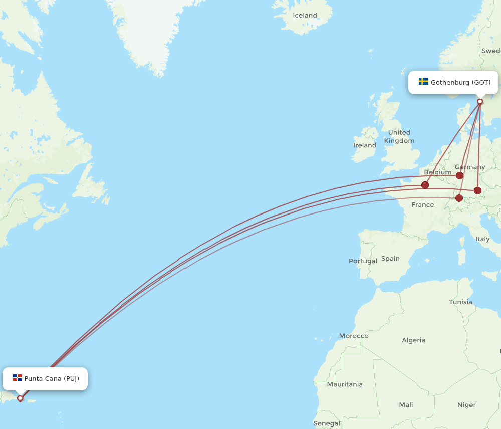 GOT-PUJ flight routes