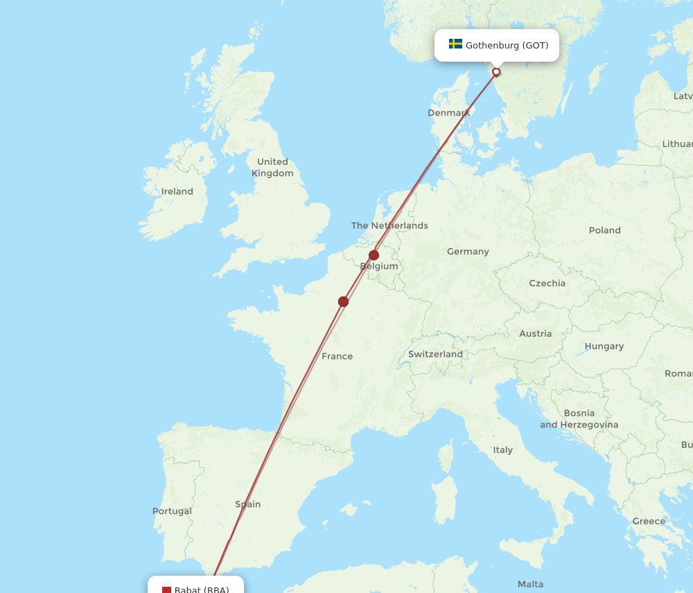 GOT-RBA flight routes