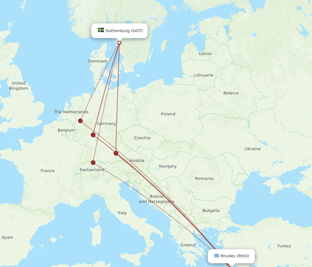 GOT-RHO flight routes