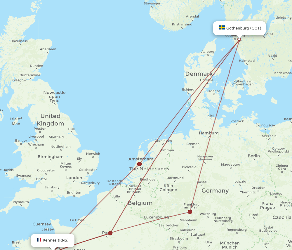 GOT to RNS flights and routes map