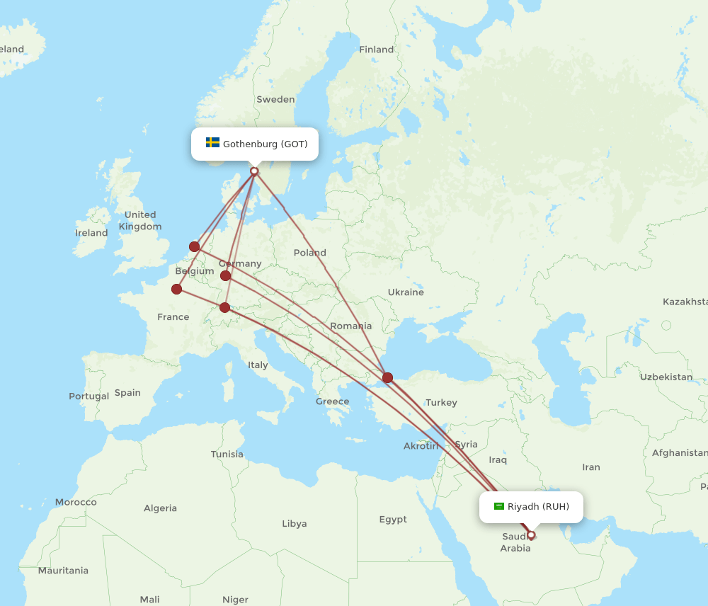 GOT-RUH flight routes
