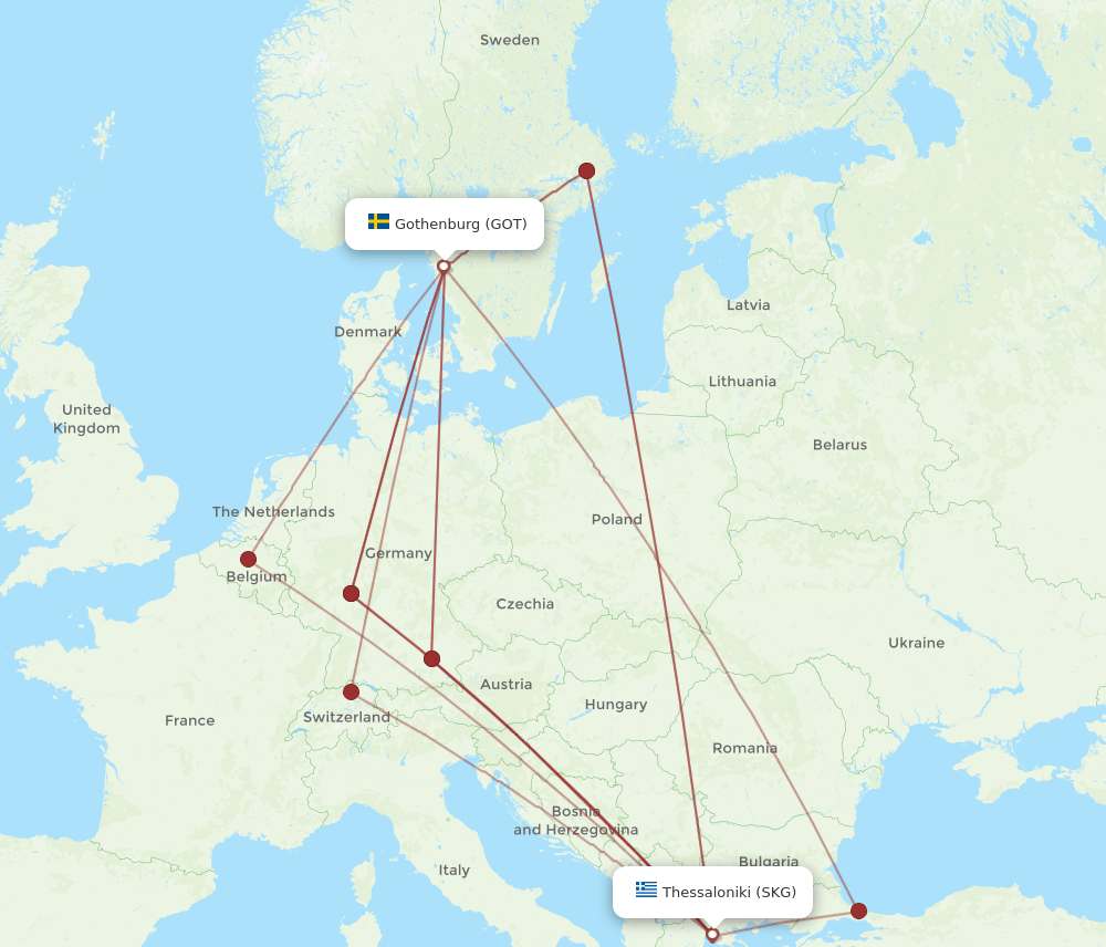 GOT-SKG flight routes