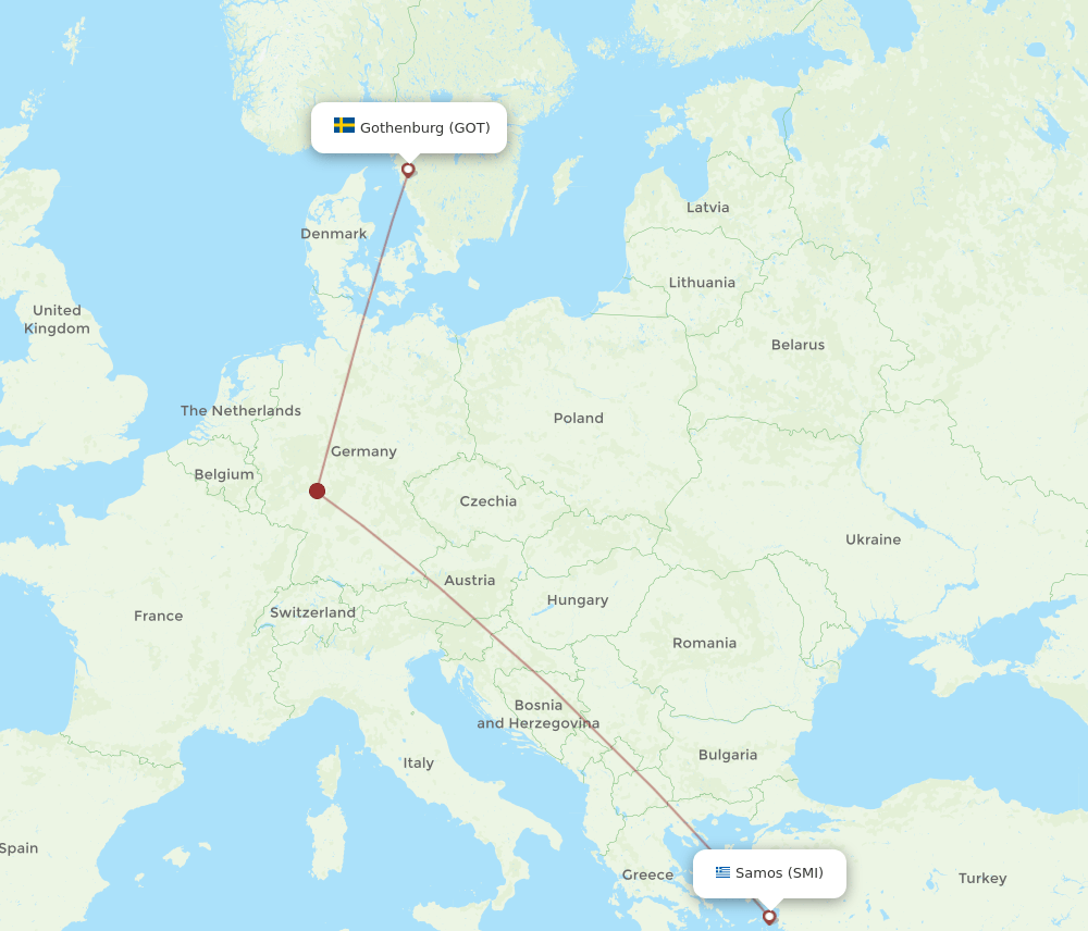GOT to SMI flights and routes map