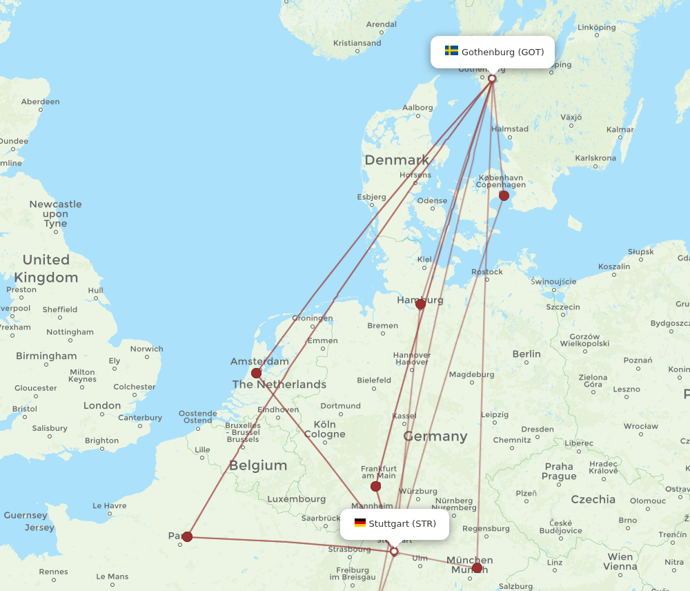 GOT to STR flights and routes map