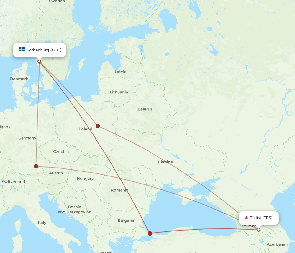 GOT to TBS flights and routes map