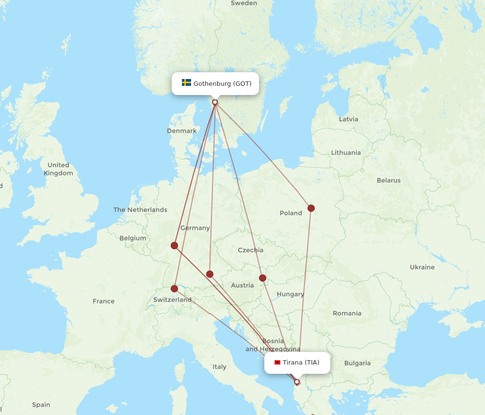 GOT-TIA flight routes