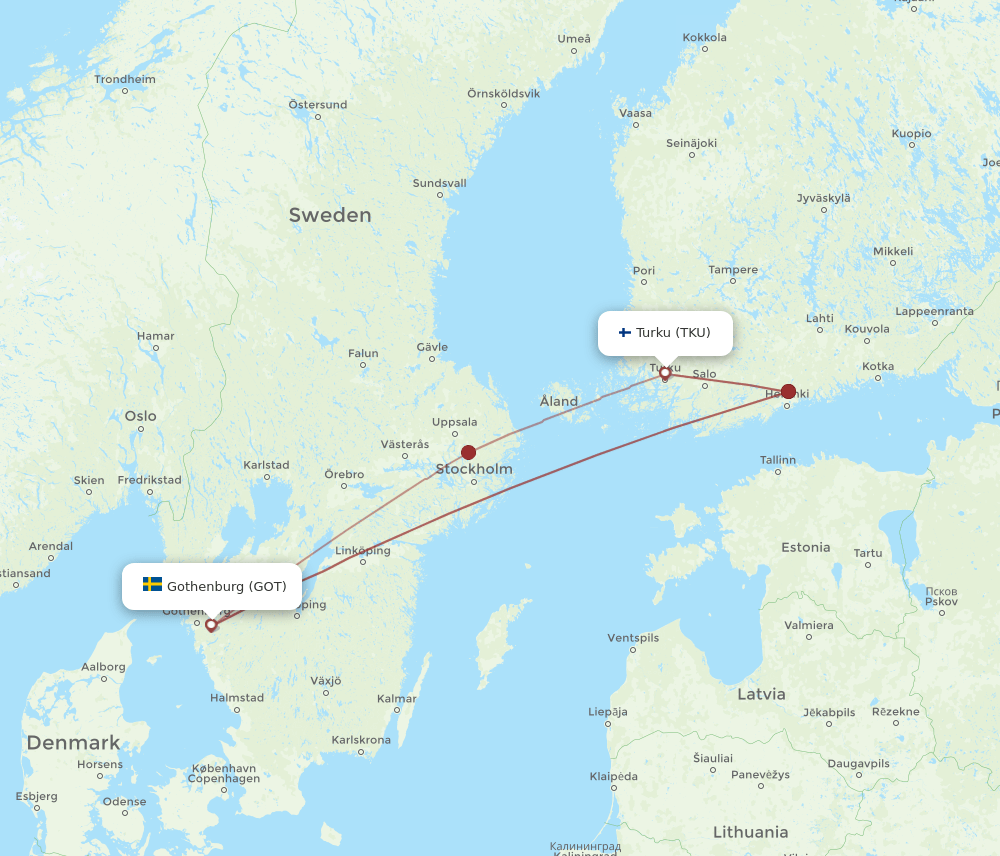 GOT-TKU flight routes