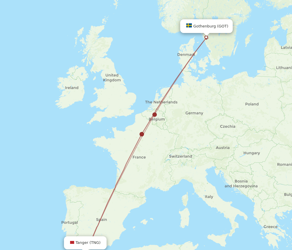 GOT-TNG flight routes