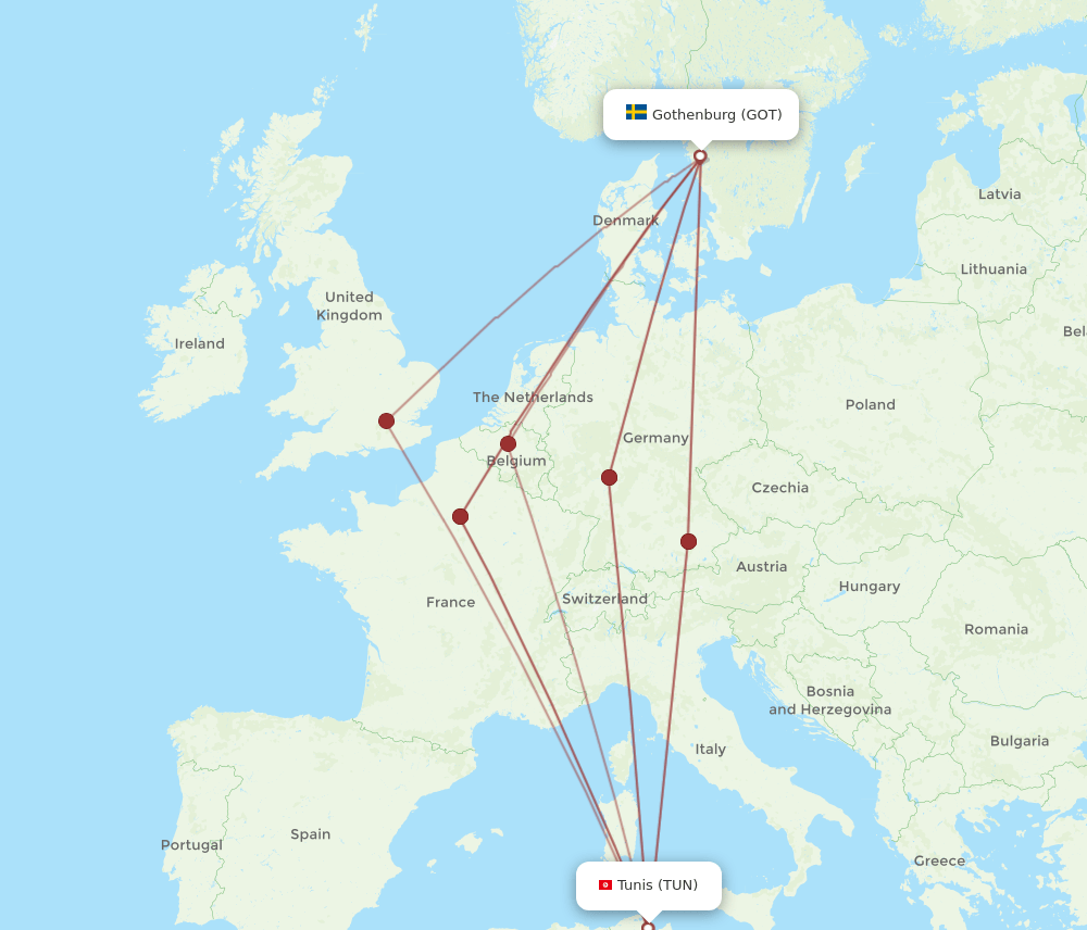 GOT-TUN flight routes