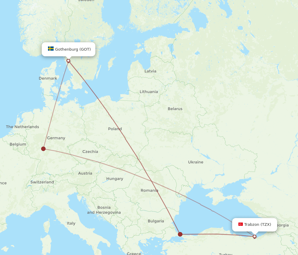 GOT-TZX flight routes