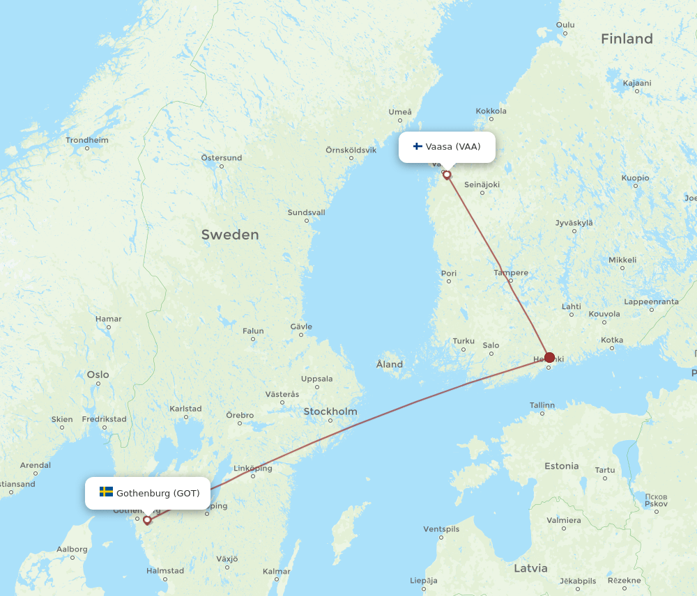 GOT-VAA flight routes