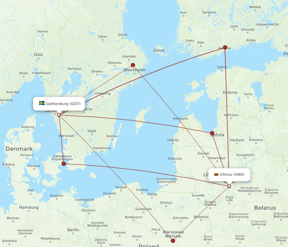 GOT-VNO flight routes