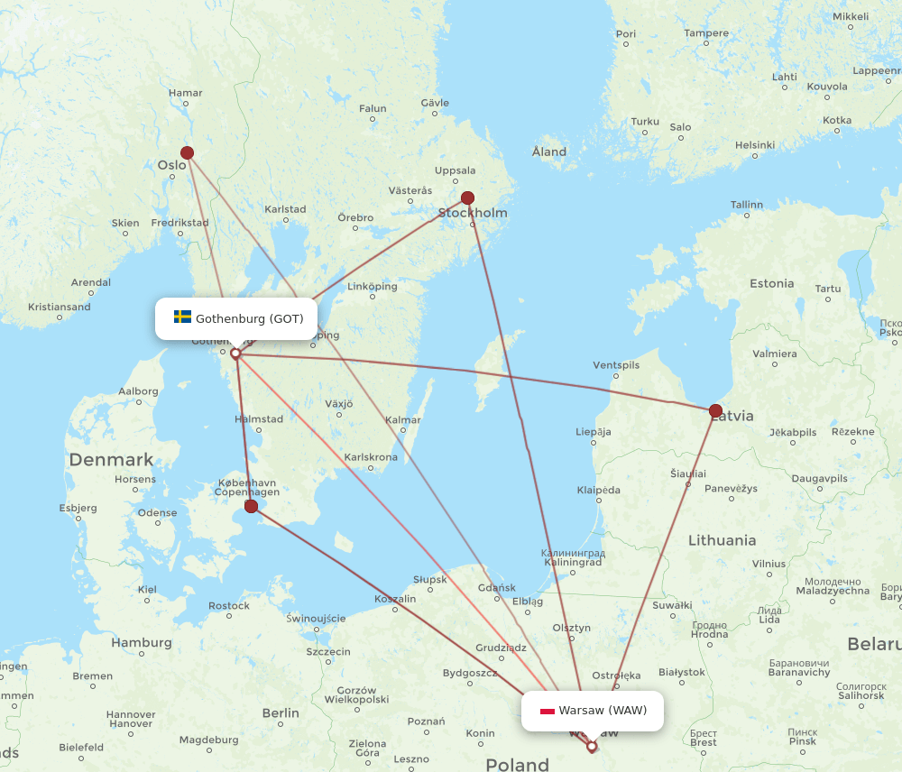 GOT-WAW flight routes
