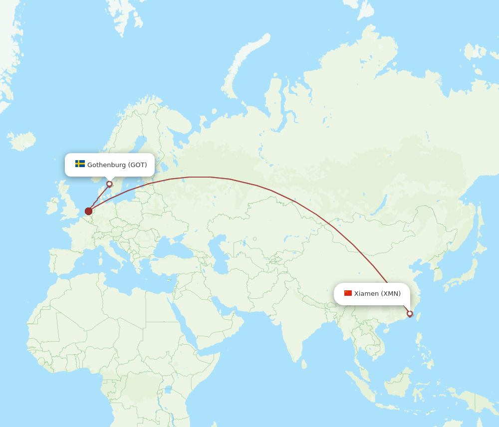 GOT-XMN flight routes