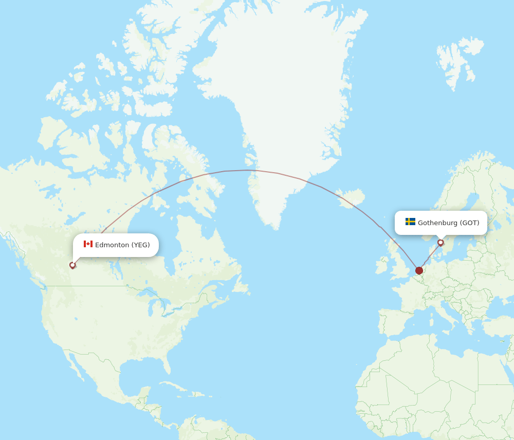 GOT-YEG flight routes