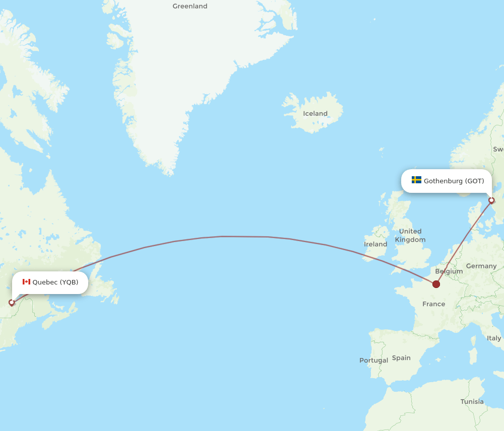 GOT-YQB flight routes