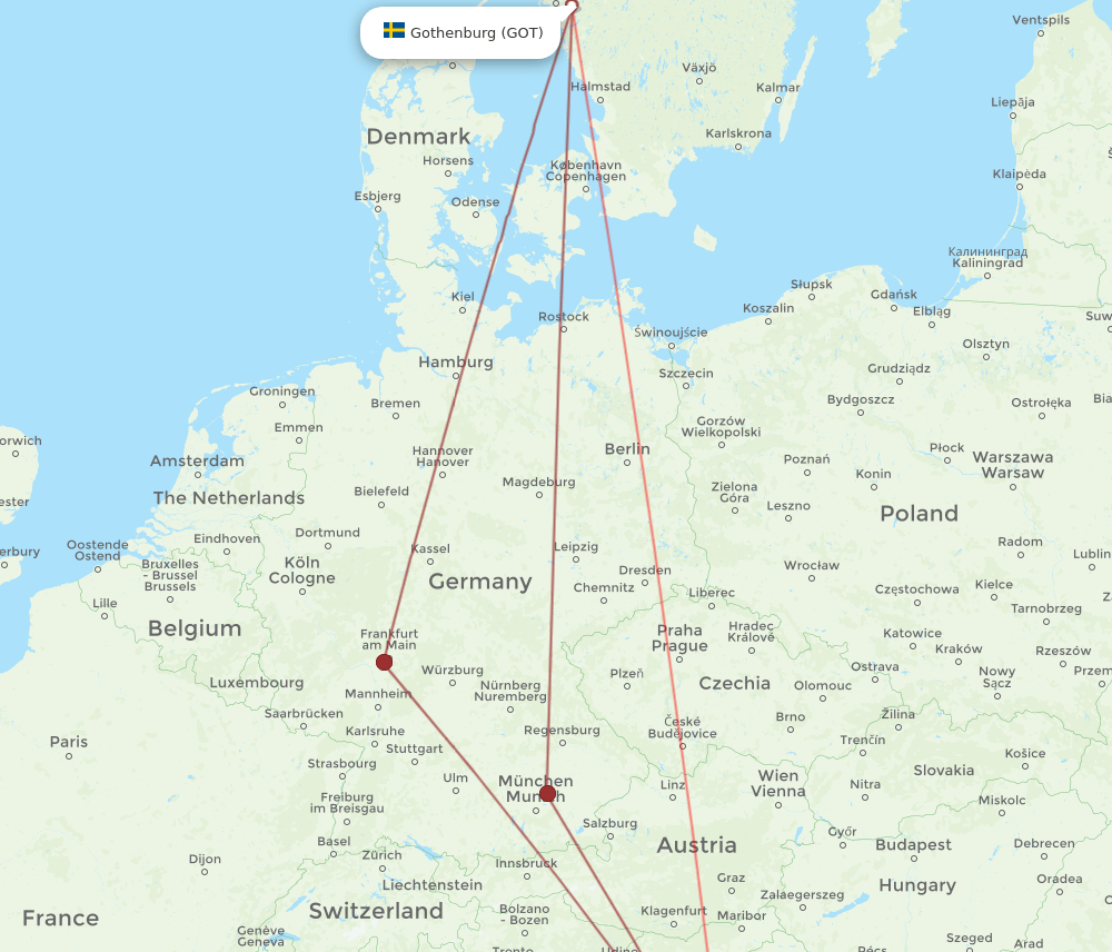 GOT-ZAD flight routes