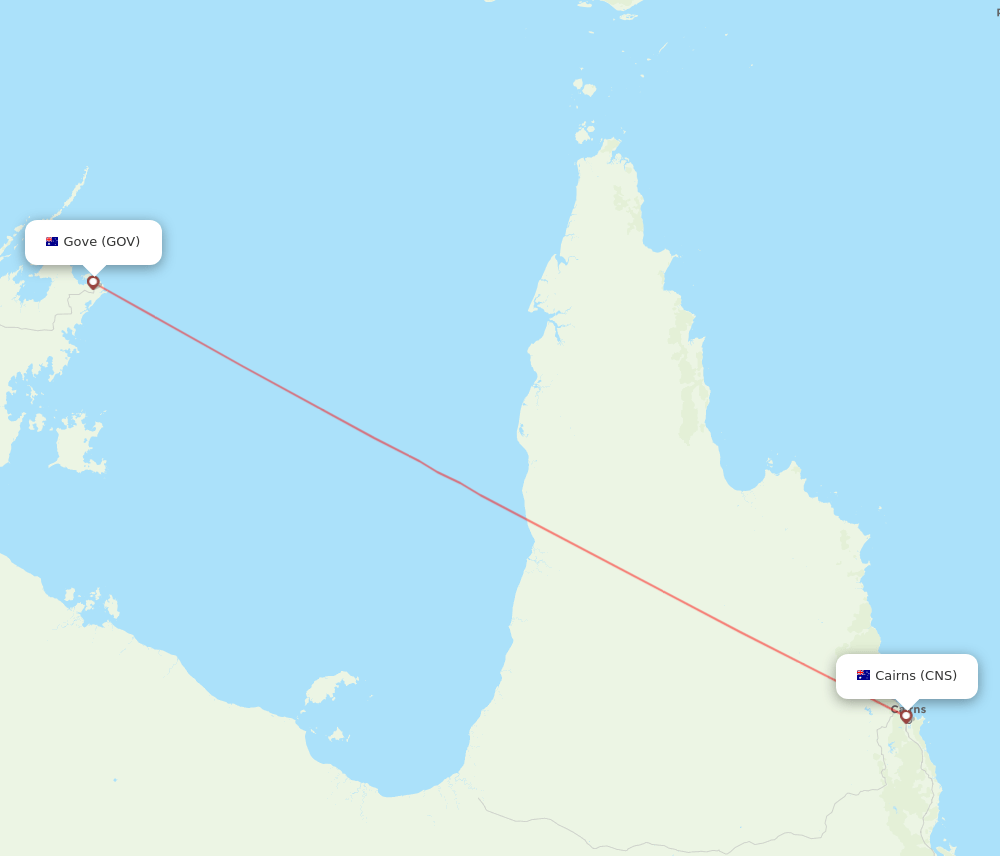 Gove - Cairns route map and flight paths