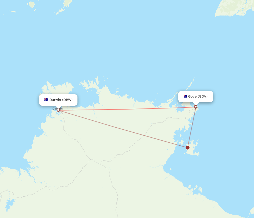 GOV to DRW flights and routes map