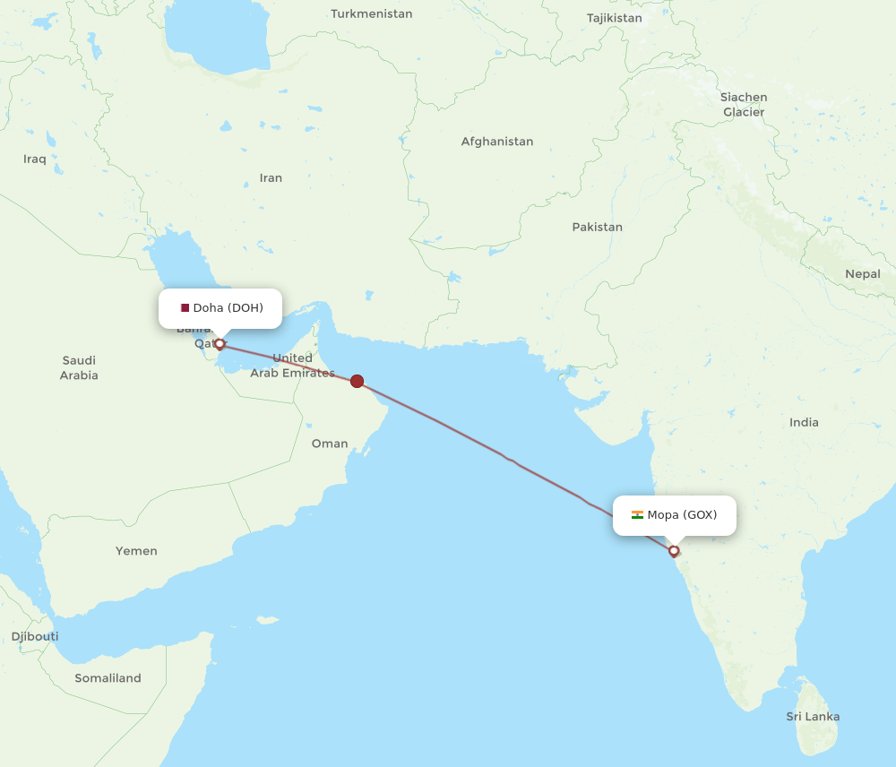 GOX-DOH flight routes