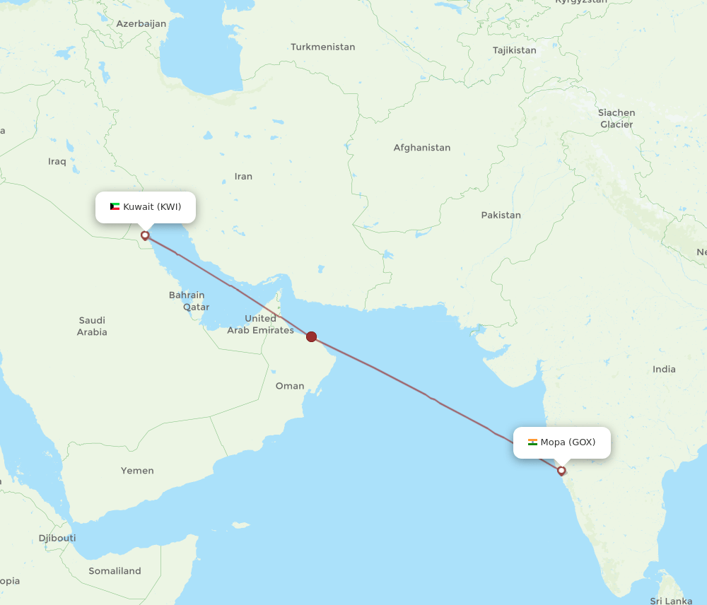 GOX-KWI flight routes