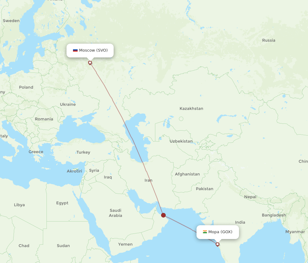 GOX-SVO flight routes
