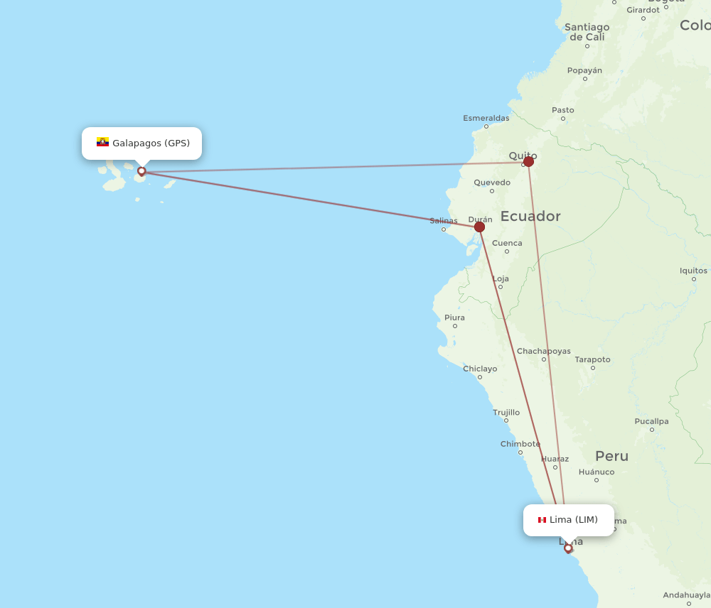 GPS to LIM flights and routes map