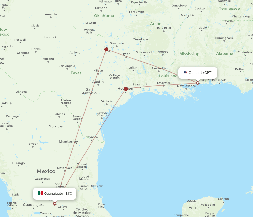 GPT-BJX flight routes