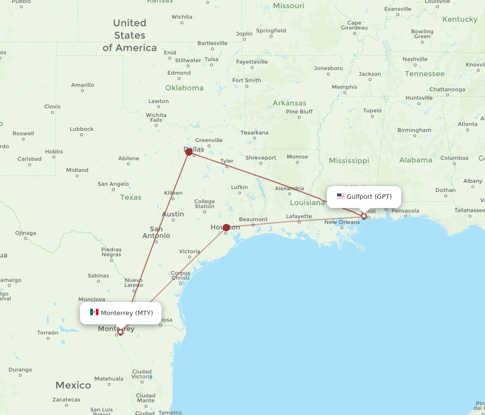 GPT-MTY flight routes