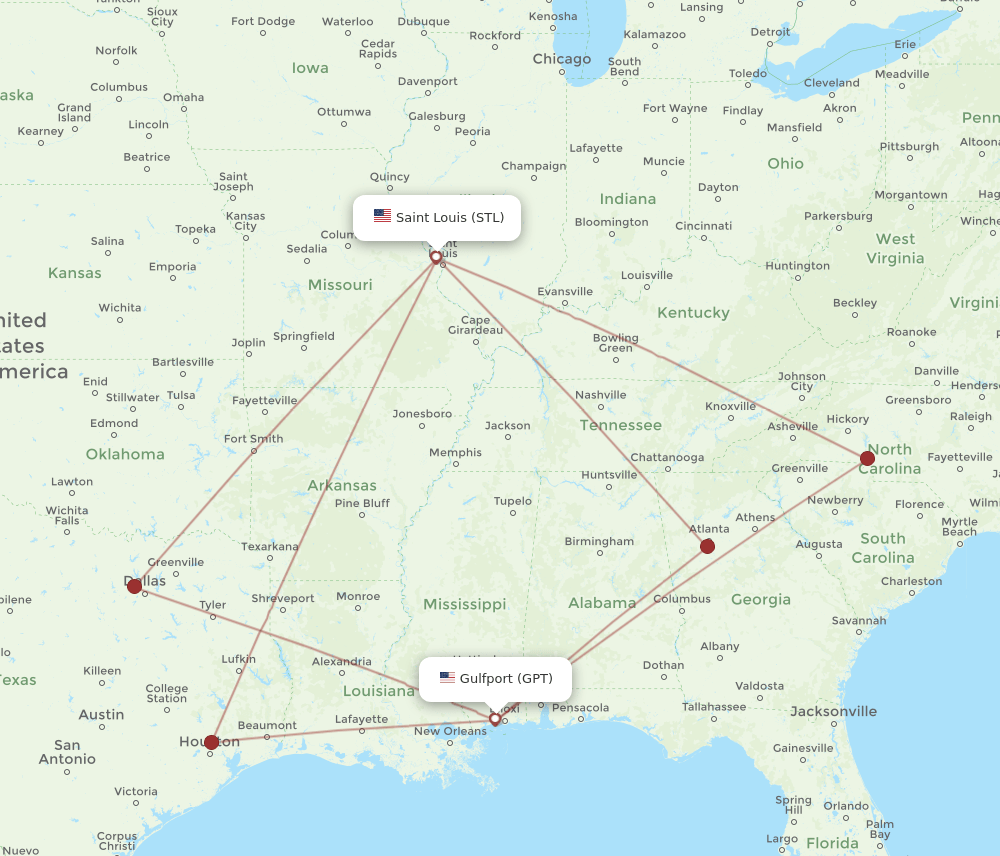 GPT-STL flight routes